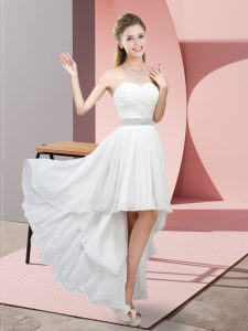New Style White Dress for Prom Prom and Party with Beading Sweetheart Sleeveless Lace Up