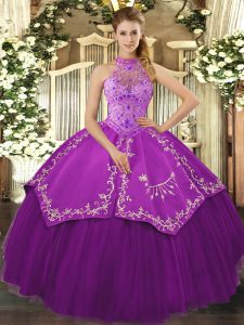 Top Selling Floor Length Ball Gowns Sleeveless Eggplant Purple 15 Quinceanera Dress Lace Up