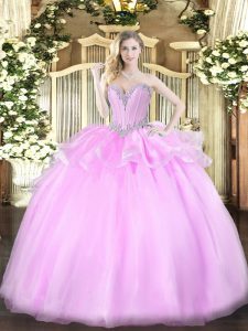 Lilac Sleeveless Beading Floor Length 15 Quinceanera Dress