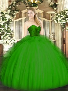 Colorful Green Zipper Quinceanera Dresses Ruffles Sleeveless Floor Length