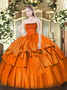 Organza Sleeveless Floor Length 15th Birthday Dress and Ruffled Layers