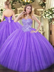 Amazing Tulle and Sequined Sleeveless Floor Length Sweet 16 Dress and Appliques
