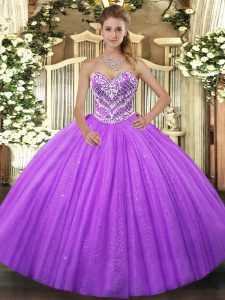 Gorgeous Lavender Sweetheart Neckline Beading Quinceanera Dress Sleeveless Lace Up