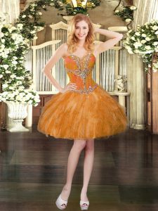  Mini Length Ball Gowns Sleeveless Orange Lace Up