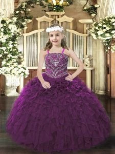 New Style Sleeveless Beading and Ruffles Lace Up Little Girl Pageant Dress