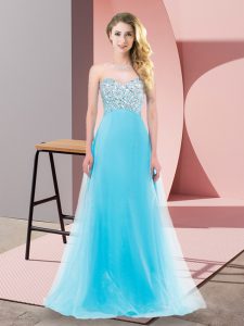 Beautiful Tulle Sleeveless Floor Length Quinceanera Court of Honor Dress and Beading
