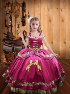  Sleeveless Beading and Embroidery Lace Up Pageant Gowns For Girls