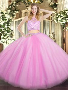  Lilac Zipper Sweet 16 Quinceanera Dress Beading and Ruffles Sleeveless Floor Length