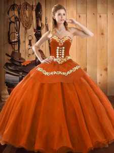  Rust Red Ball Gowns Ruffles Vestidos de Quinceanera Lace Up Tulle Sleeveless Floor Length