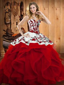 Comfortable Floor Length Wine Red Quinceanera Dresses Sweetheart Sleeveless Lace Up