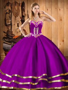 Fine Sweetheart Sleeveless Organza 15 Quinceanera Dress Embroidery Lace Up