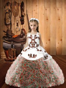 Fashion Floor Length Multi-color Kids Pageant Dress Straps Sleeveless Lace Up