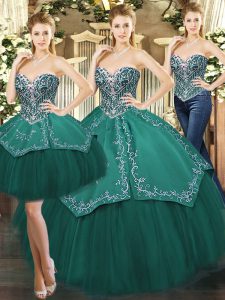 Fantastic Sleeveless Lace Up Floor Length Beading and Appliques 15th Birthday Dress