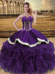 Stylish Floor Length Ball Gowns Sleeveless Purple 15 Quinceanera Dress Lace Up