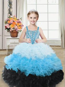  Floor Length Multi-color Kids Pageant Dress Sweetheart Sleeveless Lace Up