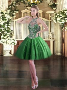 Exquisite Sleeveless Lace Up Mini Length Beading Prom Dress