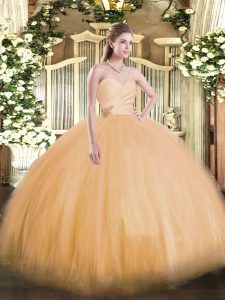 Gorgeous Floor Length Lace Up Ball Gown Prom Dress Orange for Military Ball and Sweet 16 and Quinceanera with Beading