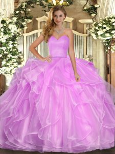  Lilac Sweetheart Lace Up Ruffles Quinceanera Dress Sleeveless