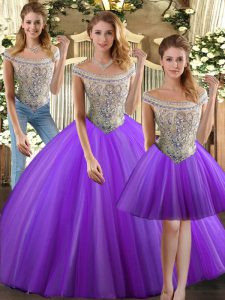 Romantic Sleeveless Beading Lace Up Quinceanera Dresses