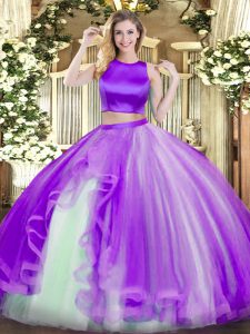 Captivating Tulle Sleeveless Floor Length Quinceanera Dresses and Ruffles