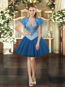 Hot Selling Royal Blue Prom and Party with Beading Sweetheart Sleeveless Lace Up