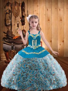  Sleeveless Embroidery and Ruffles Lace Up Child Pageant Dress