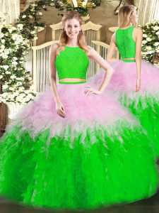  Multi-color Sleeveless Floor Length Ruffles Zipper Sweet 16 Dresses