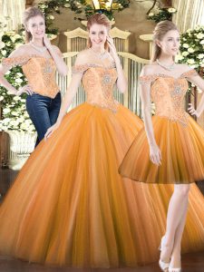 Fashionable Tulle Sleeveless Floor Length Quince Ball Gowns and Beading
