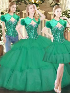  Floor Length Turquoise Quinceanera Dresses Sweetheart Sleeveless Lace Up