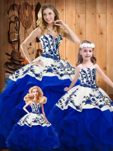 Noble Organza Sleeveless Floor Length Sweet 16 Dress and Embroidery and Ruffles
