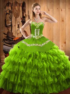 Best Selling Floor Length Lace Up Vestidos de Quinceanera for Military Ball and Sweet 16 and Quinceanera with Embroidery and Ruffled Layers