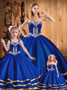  Ball Gowns Ball Gown Prom Dress Blue Sweetheart Tulle Sleeveless Floor Length Lace Up