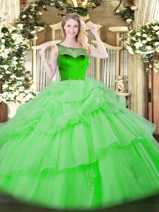 Eye-catching Sleeveless Floor Length Beading and Pick Ups Zipper Quinceanera Gowns with 