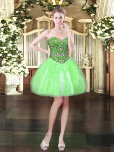 Discount Ball Gowns Beading and Ruffles Prom Dresses Lace Up Tulle Sleeveless Mini Length