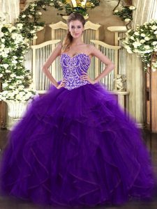 Superior Floor Length Purple Quinceanera Dresses Sweetheart Sleeveless Lace Up