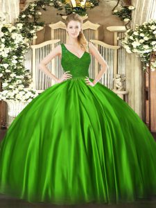 Discount Floor Length Ball Gowns Sleeveless Green 15 Quinceanera Dress Backless