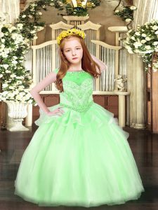  Floor Length Apple Green Little Girl Pageant Dress Scoop Sleeveless Zipper