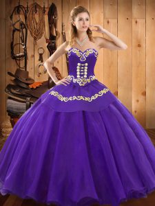 Lovely Sleeveless Lace Up Floor Length Embroidery Quinceanera Gowns