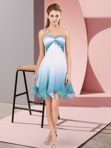 Colorful Multi-color Prom and Party with Beading One Shoulder Sleeveless Lace Up