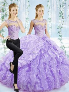  Lavender Quinceanera Gowns Sweetheart Sleeveless Brush Train Lace Up
