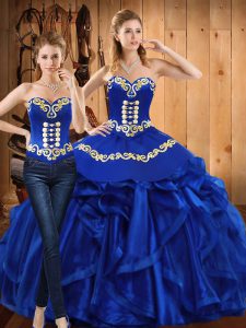 Glorious Organza Sleeveless Floor Length Ball Gown Prom Dress and Embroidery and Ruffles