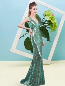  Sequined Sleeveless Floor Length Evening Dress and Sequins