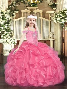 Custom Designed Sleeveless Beading and Ruffles Lace Up Child Pageant Dress