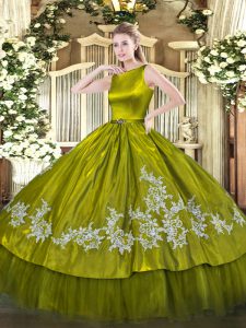  Floor Length Clasp Handle Quinceanera Dresses Olive Green for Military Ball and Sweet 16 and Quinceanera with Embroidery