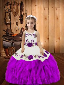  Organza Sleeveless Floor Length Party Dress Wholesale and Embroidery and Ruffles
