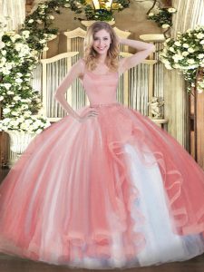 Traditional Straps Sleeveless Tulle Quinceanera Dresses Beading Zipper