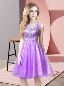  Lavender Sleeveless Tulle Zipper Homecoming Dress for Prom and Party