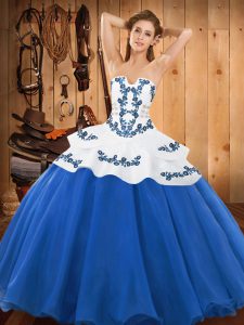 Edgy Floor Length Ball Gowns Sleeveless Blue Quinceanera Gown Lace Up