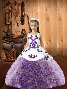 Elegant Multi-color Sleeveless Embroidery Floor Length Pageant Gowns For Girls