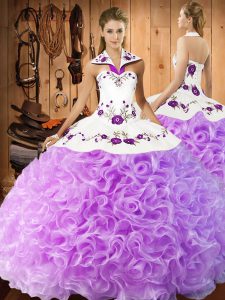 Fantastic Lilac Sleeveless Embroidery Floor Length Quinceanera Dress
